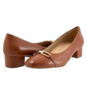 Trotters Dakota Pump Women Brown Leather Slip On Pumps Heels Shoes Size 8 Narrow